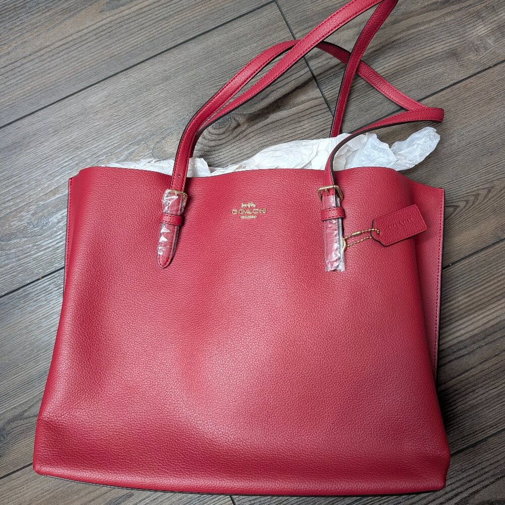 Red leather Coach tote/purse